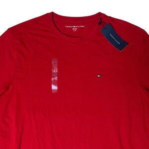 Tommy Hilfiger T-Shirt Mens L Red Cotton Stretch Fabric Elastane Logo Classic